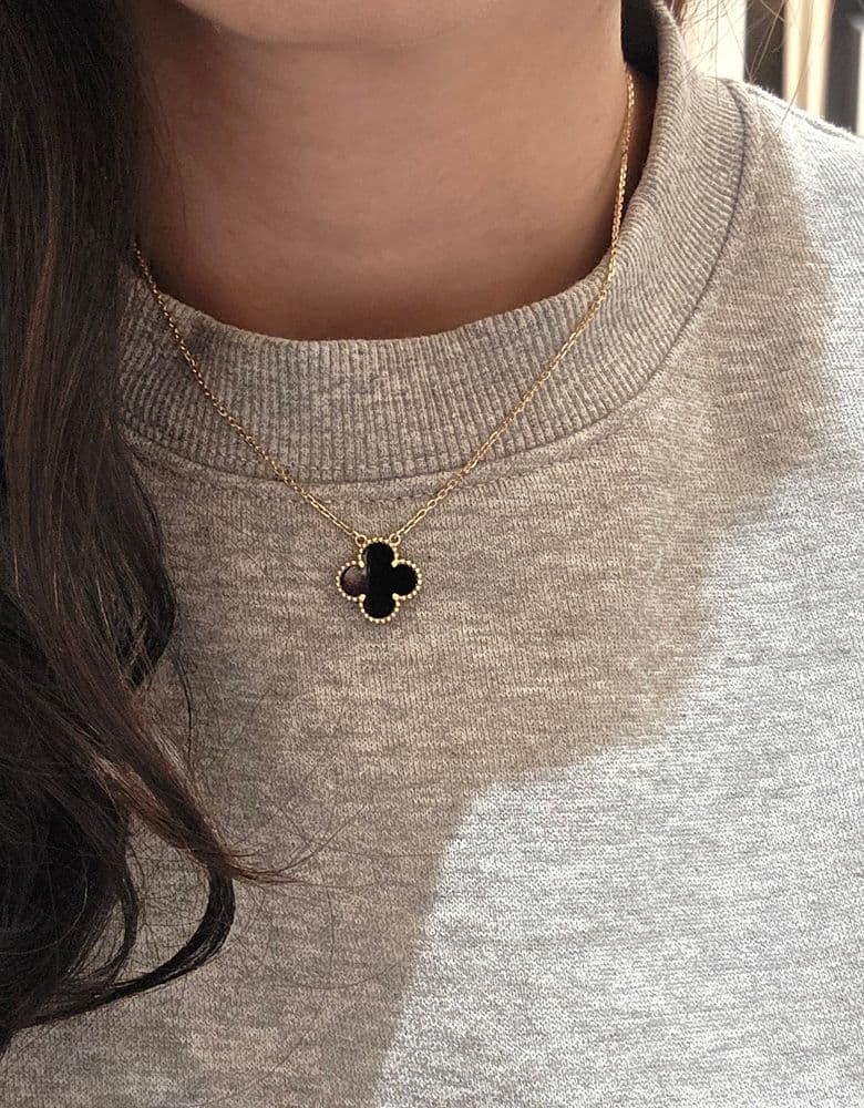 Van Cleef Vintage Alhambra Onyx Necklace