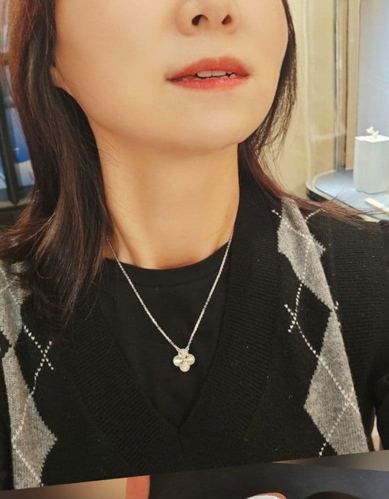 Van Cleef Guilloché Necklace in White Gold