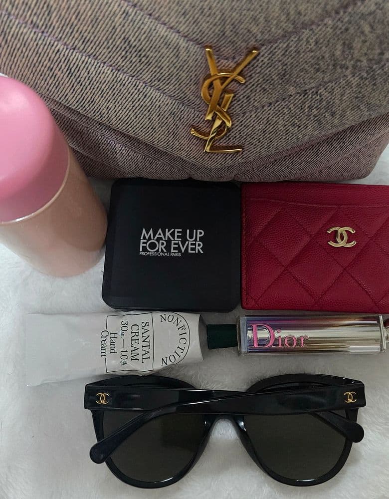 생로랑 루루 토이 연보라 데님백