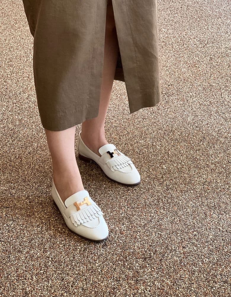 (W) Hermès Royal Loafer, calfskin & permabrass hardware, Blanc