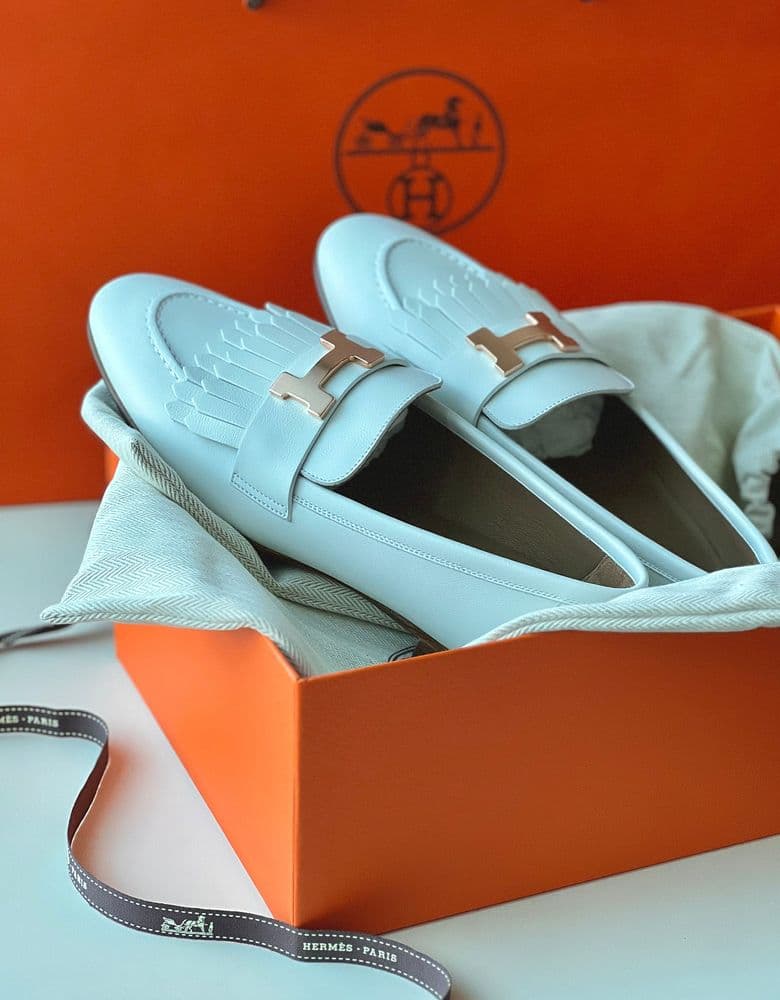 (W) Hermès Royal Loafer, calfskin & permabrass hardware, Blanc