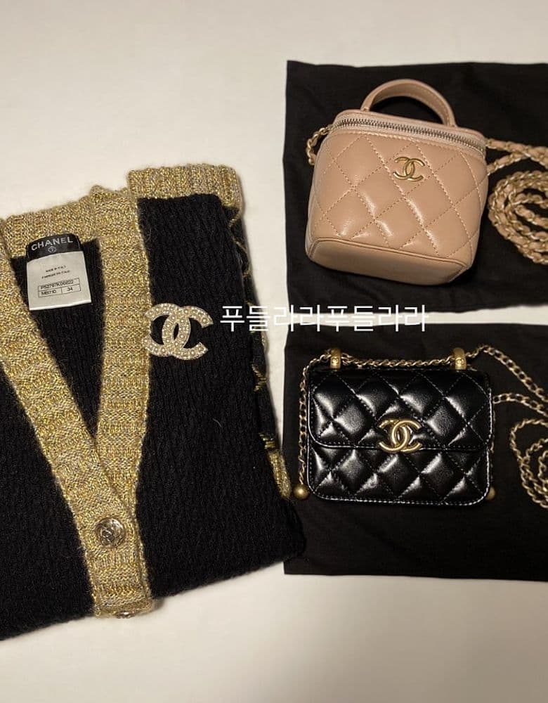 Chanel Camellia scarf, Vanity mini bag, and more.