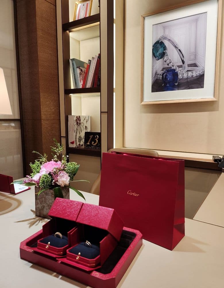 Cartier Ecrou ring, Trinity necklace