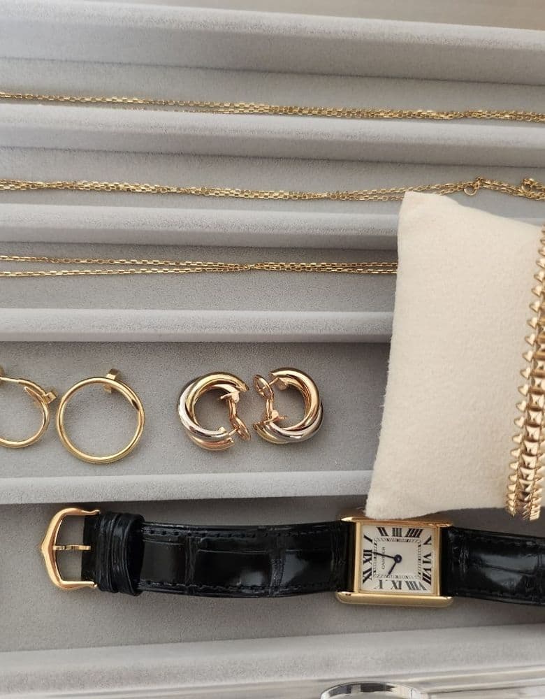 Cartier Ecrou ring, Trinity necklace