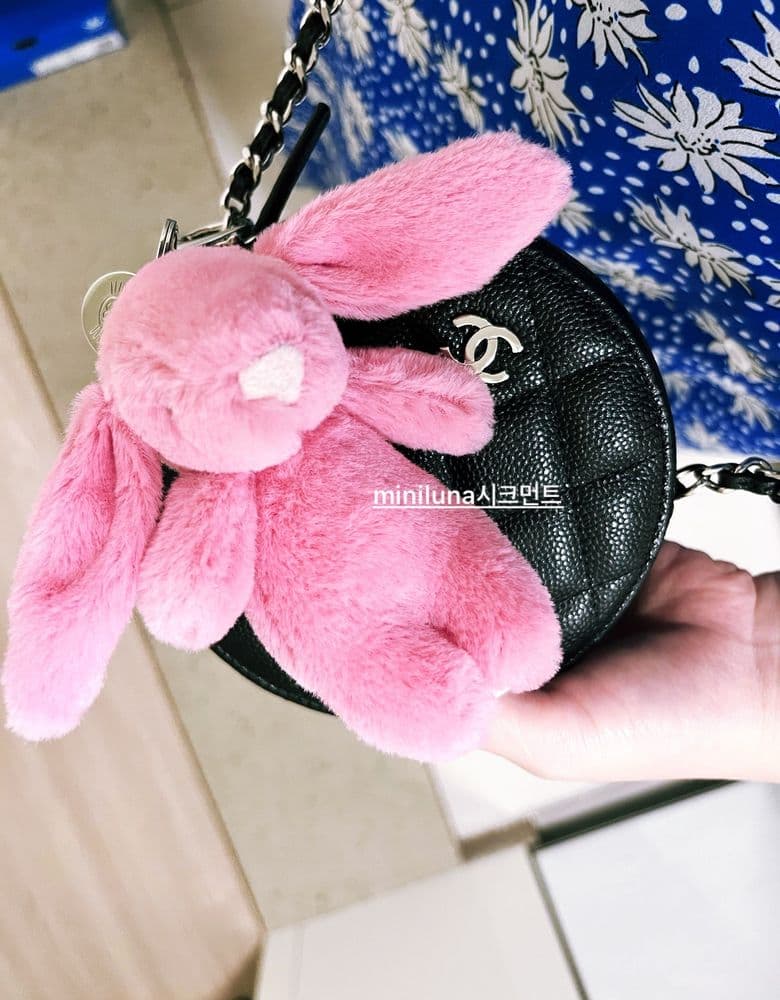 Chanel Tambourine Bag (round bag) + Celine Scrunchie, and a Bulgari Serpenti Ring.