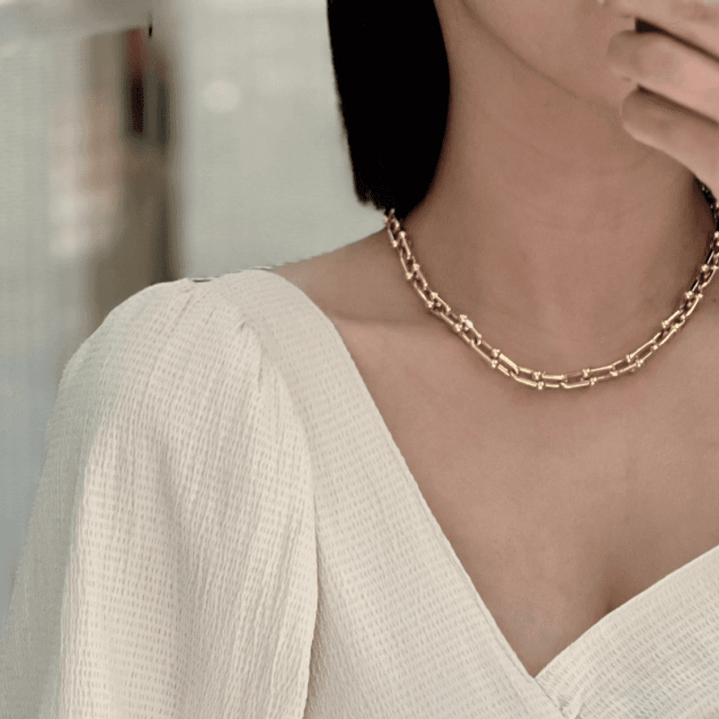 티파니 링크 목걸이 사이즈 별 무게감과 착용 샷 비교- 마이크로 vs vs 스몰 vs 미듐 vs 라지