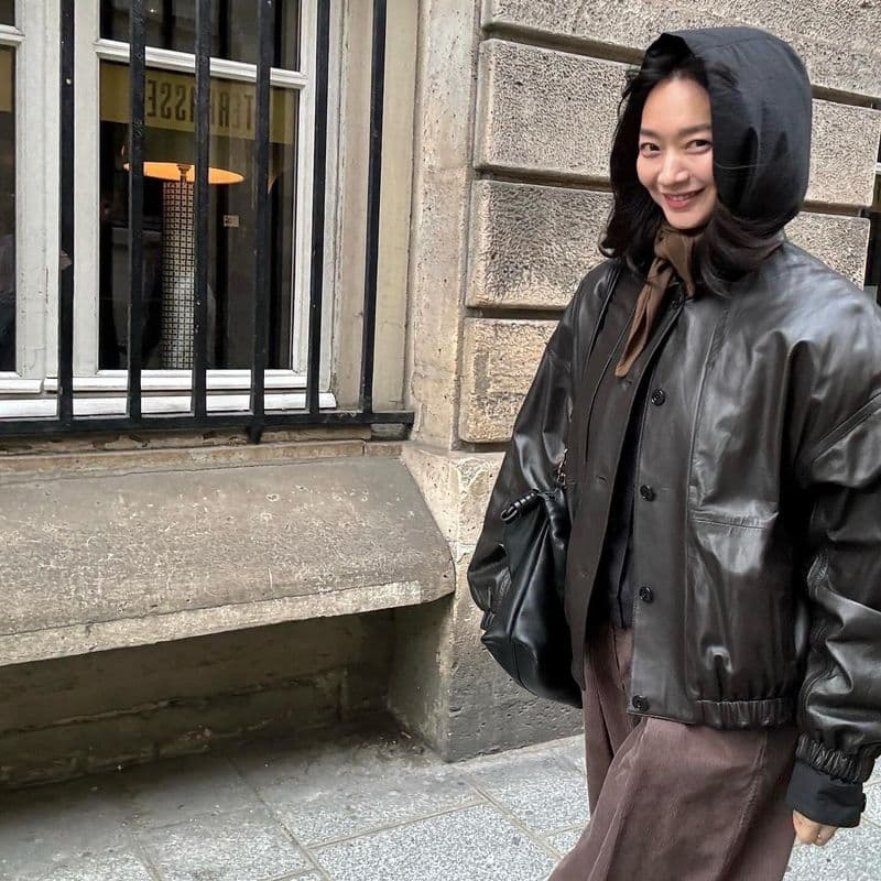 신민아 르메르 가죽자켓