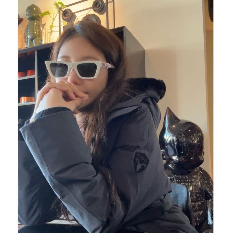 이지아의 명품 패딩 스타일링