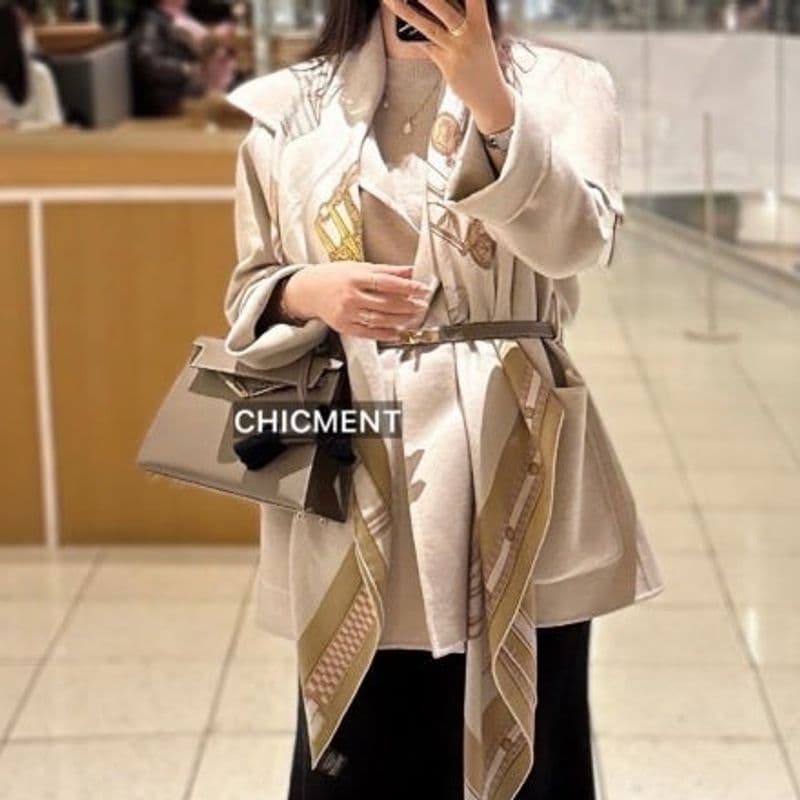 에르메스 머플러와 숄을 활용한 겨울 데일리 룩 추천! (feat. 에르메스 켈리와 버킨백)