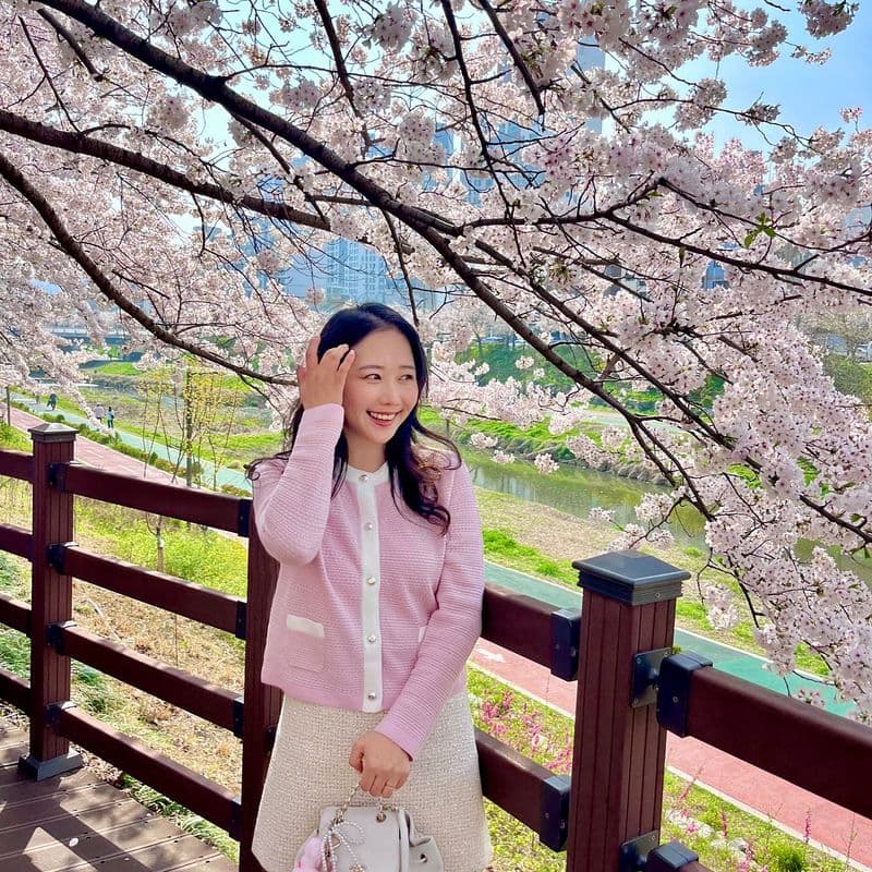 Cherry Blossom Look & Hotspots: Time Cardigan, Miu Miu Skirt, and Chanel Backpack Outfit Details