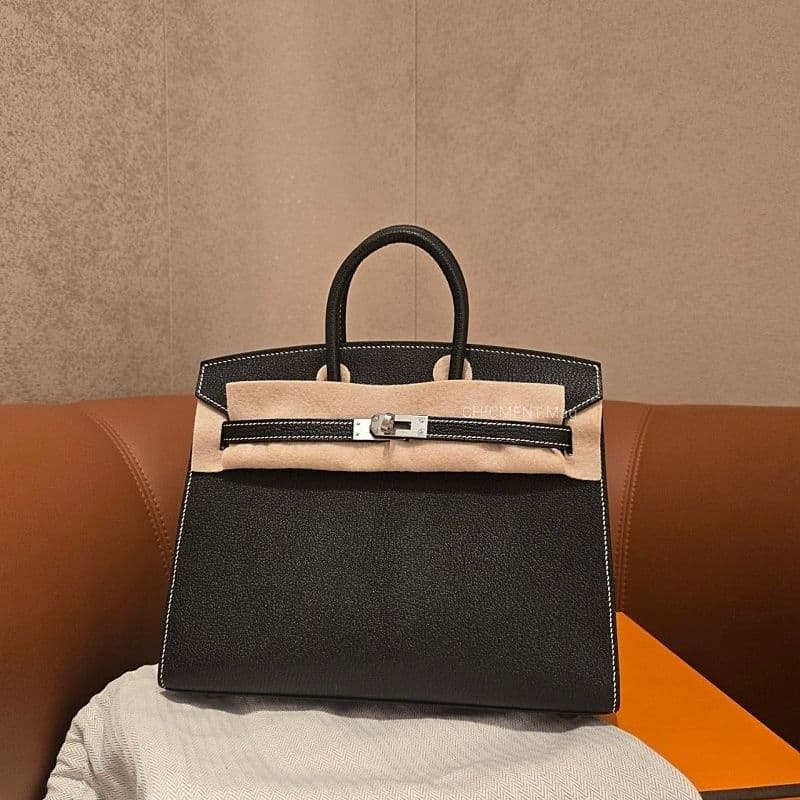 에르메스 셀리에 버킨 25 스페셜오더 후기 - 블랙, 화이트 스티치 리뷰