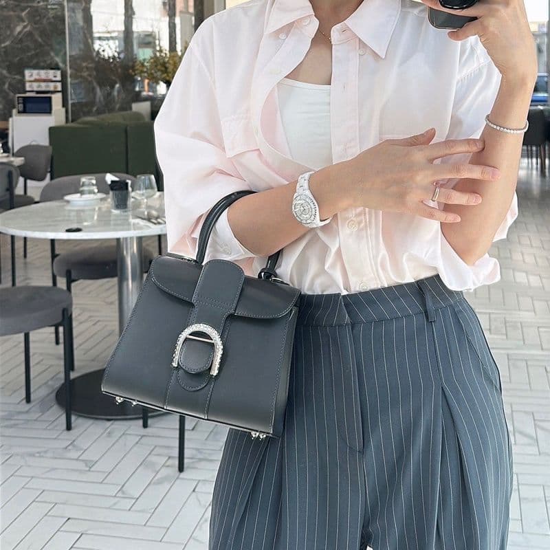 Delvaux Brillant Mini Swarovski Limited Edition Review: Charcoal Gray vs. Vegetal Outfit Styling