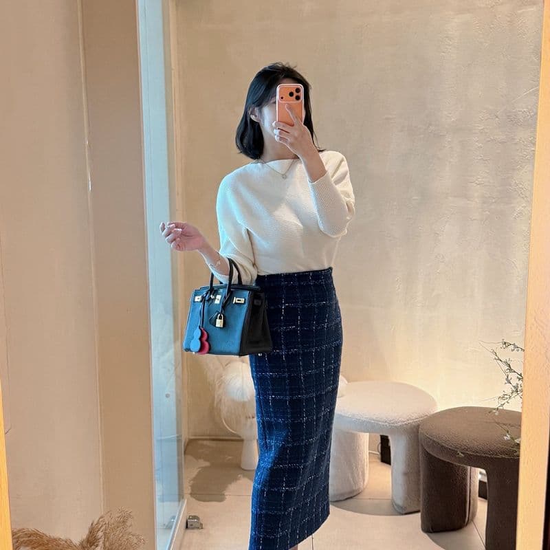 에르메스 버킨25 블랙 & 골드 코디 추천｜오피스룩·브런치룩 스타일링