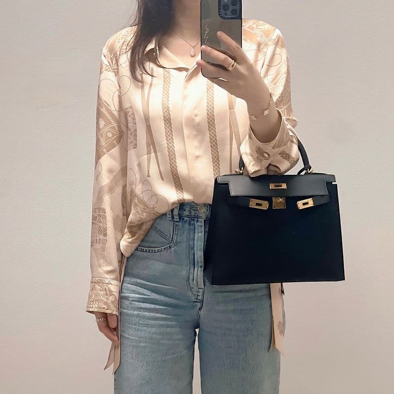 에르메스 쿼터백, 켈리 28사이즈 블랙/금장 사계절 코디 리뷰