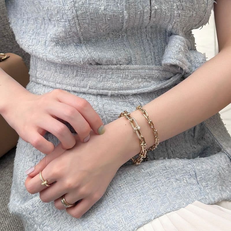 티파니 하드웨어 링크 vs 티원 팔찌 착샷 비교｜하드웨어 스몰, 미듐 사이즈 리뷰 (with. 델보 브리앙)