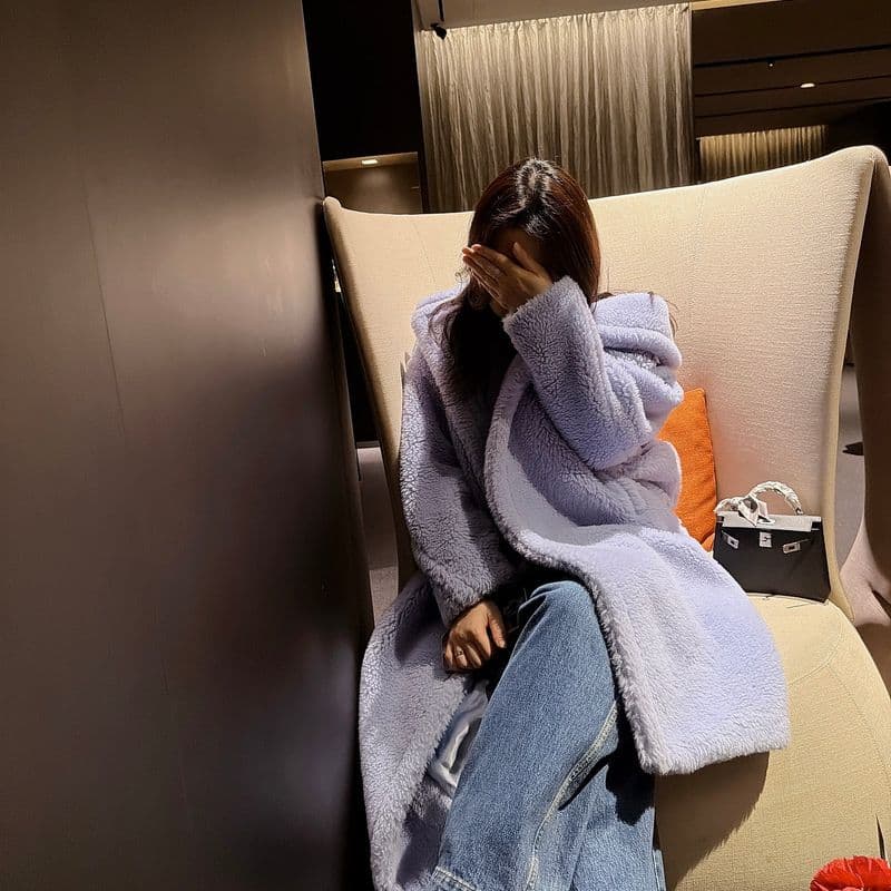 막스마라 테디베어 코트 실제 착용 후기｜시즌 컬러 파스텔 블루 & 겨울 데일리 코디