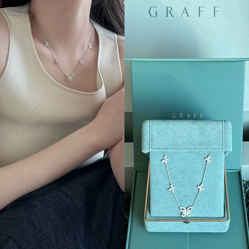 화이트골드 다이아 목걸이 추천 | 그라프 버터플라이 5모티브 실착 후기
