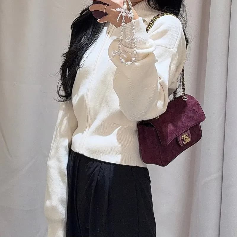 가을 가방, 샤넬 미니 플랩백 스웨이드 버건디 언박싱 및 코디 수납 후기