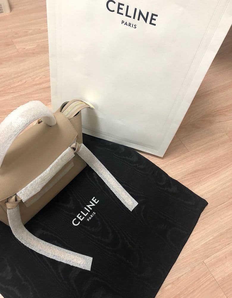 Celine Nano Belt Bag in Light Taupe Grained Calfskin