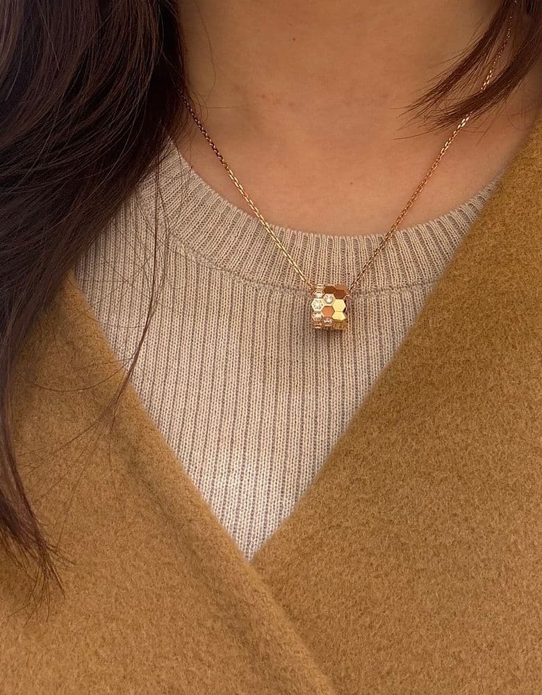 비드쇼메 다이아 미듐 목걸이 로즈골드