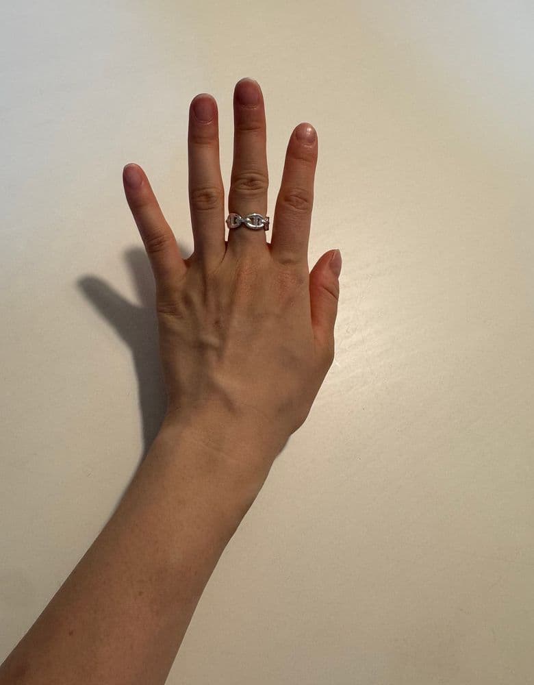 Hermès Chaine d'Ancre Enchainee Ring in Silver, size 49