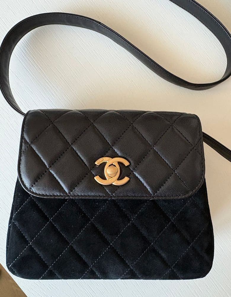 샤넬 램스킨&스웨이드 반반백