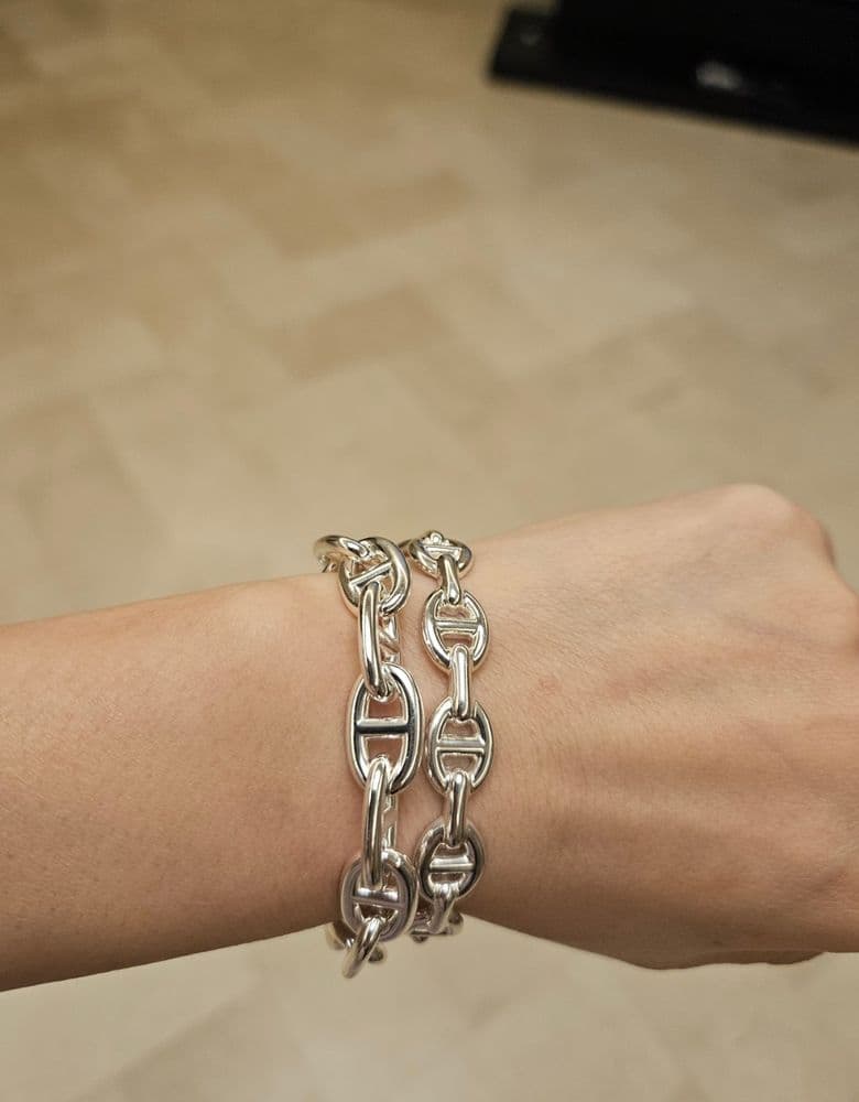 에르메스 실버 샹달 체인 브레이슬릿