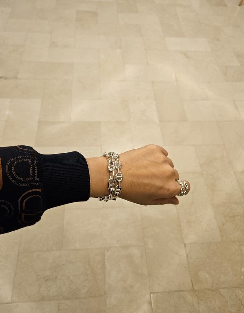 에르메스 실버 샹달 체인 브레이슬릿