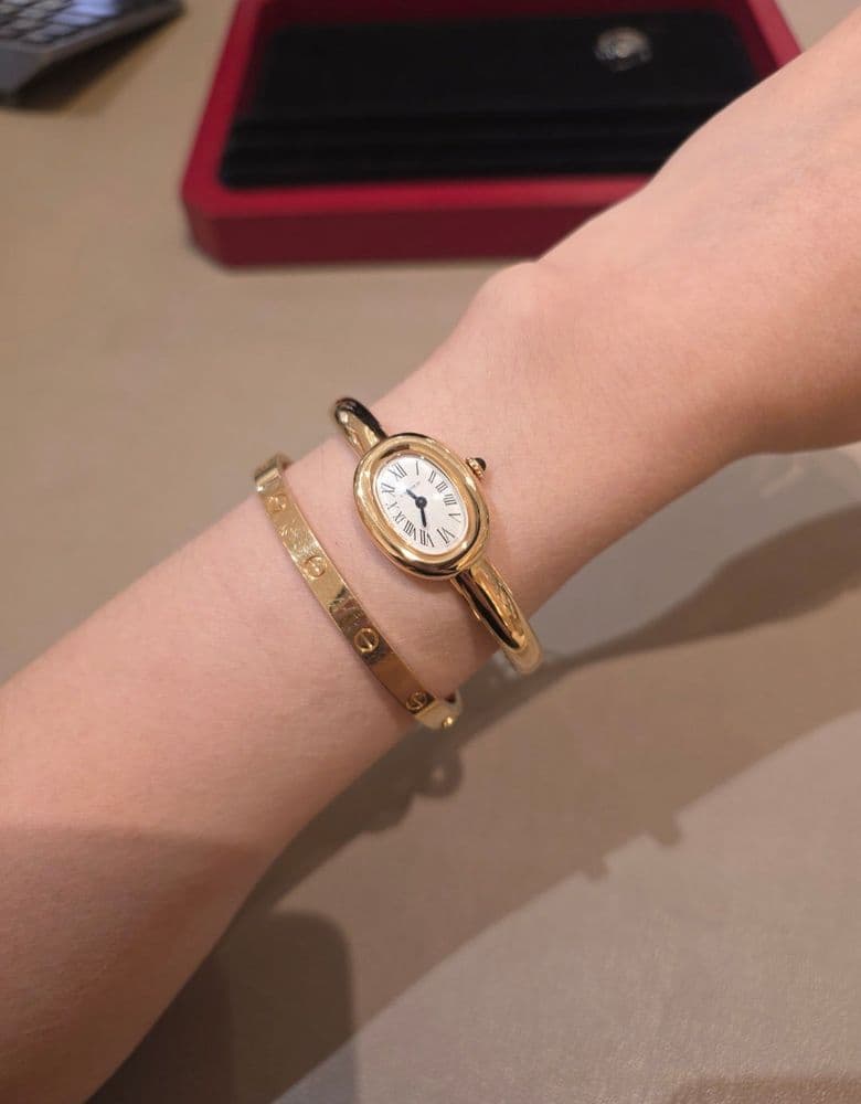 까르띠에 - 러브 팔찌 미듐 옐로골드 16사이즈 후기 (색상, 사이즈 비교 및 착샷)