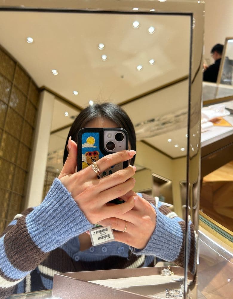 불가리 세르펜티 데미 파베 로즈 골드 링