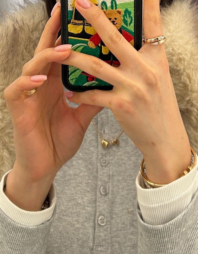 불가리 세르펜티 데미 파베 로즈 골드 링