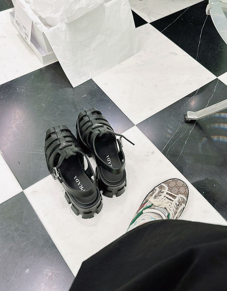 Prada Rubber Monolith Sandals