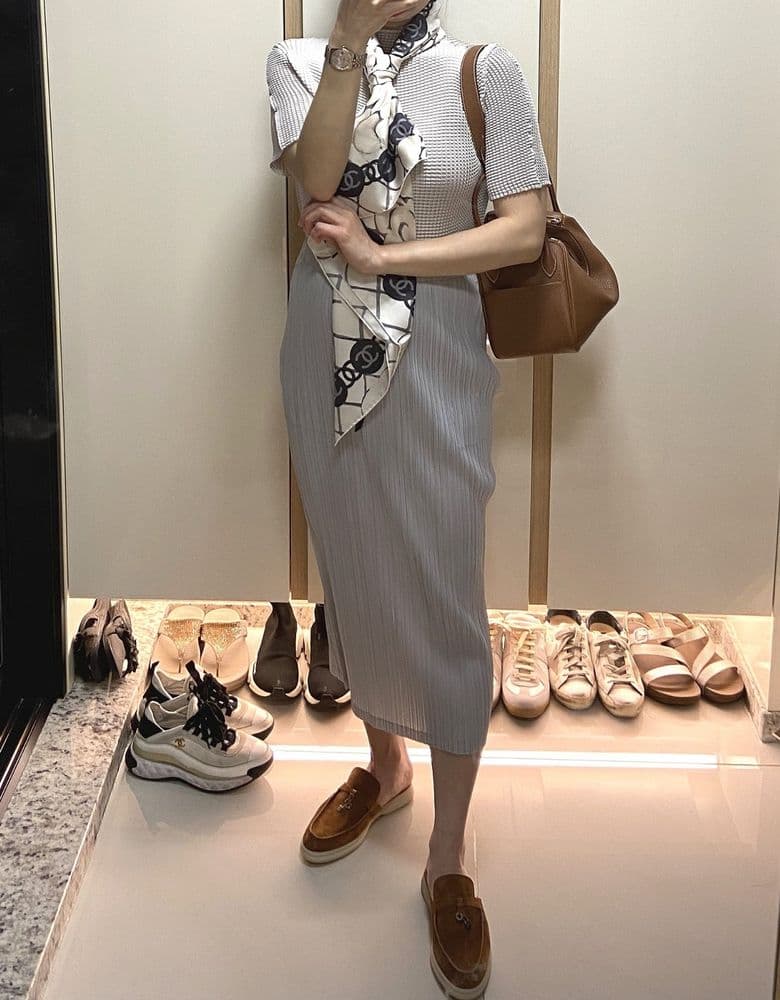 Chanel Camellia scarf, Vanity mini bag, and more.